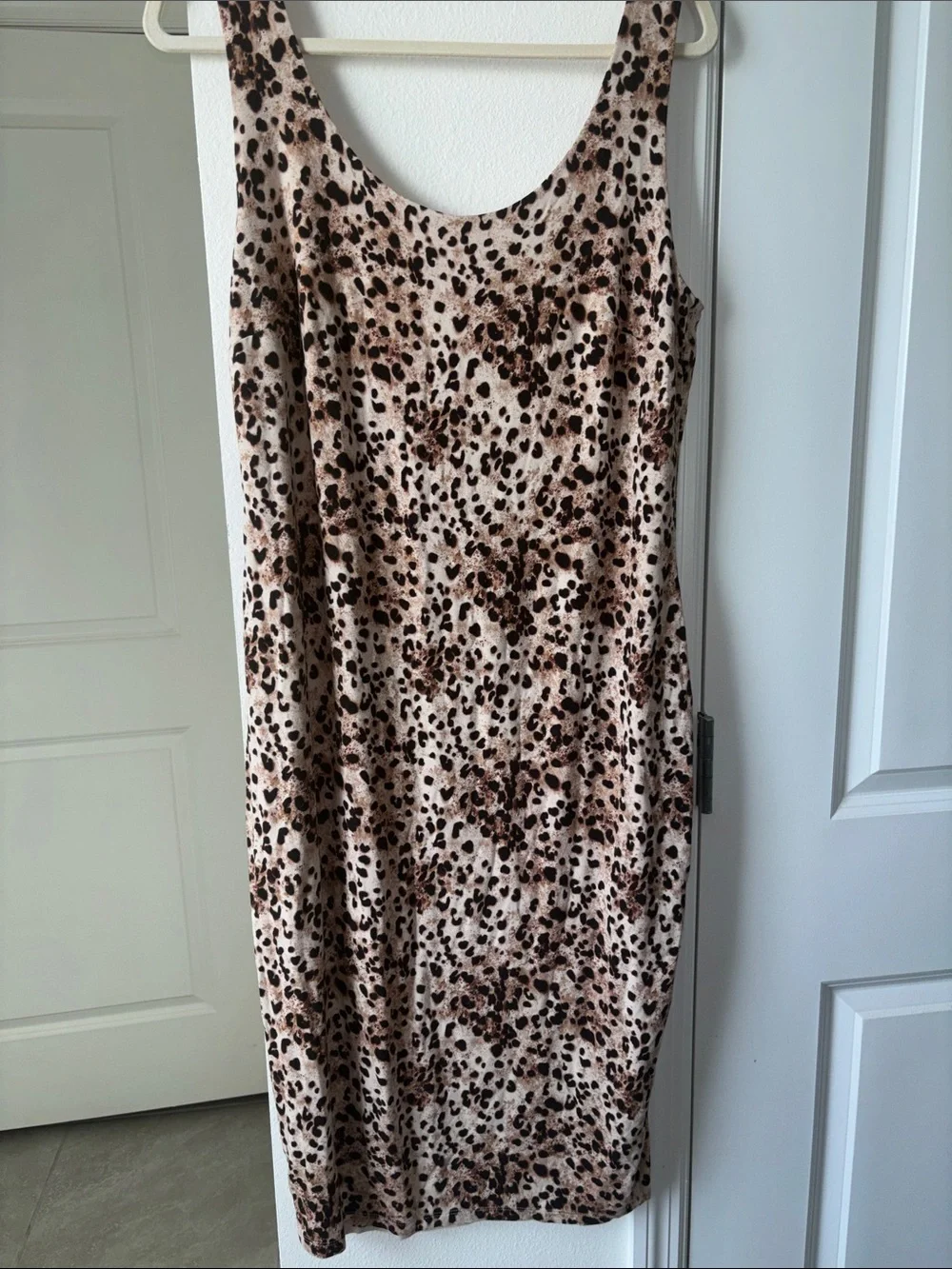 Bar III Beige and Brown Leopard Print Midi Dress
